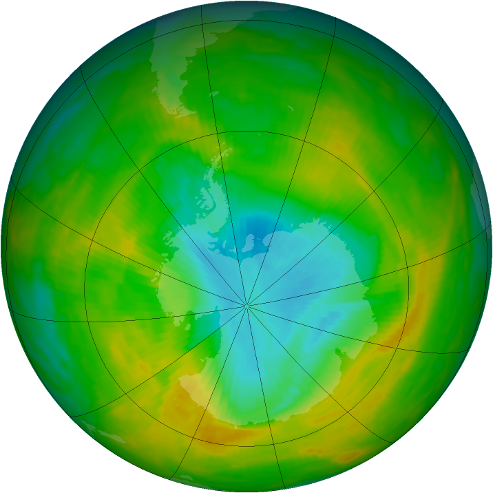Antarctic ozone map for 19 November 1983